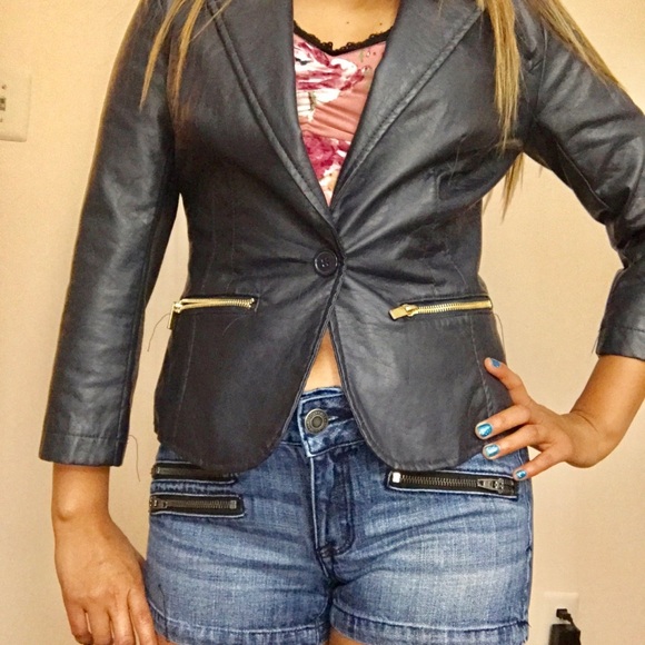 Last Kiss Faux Leather Blazer Jacket - Picture 4 of 7